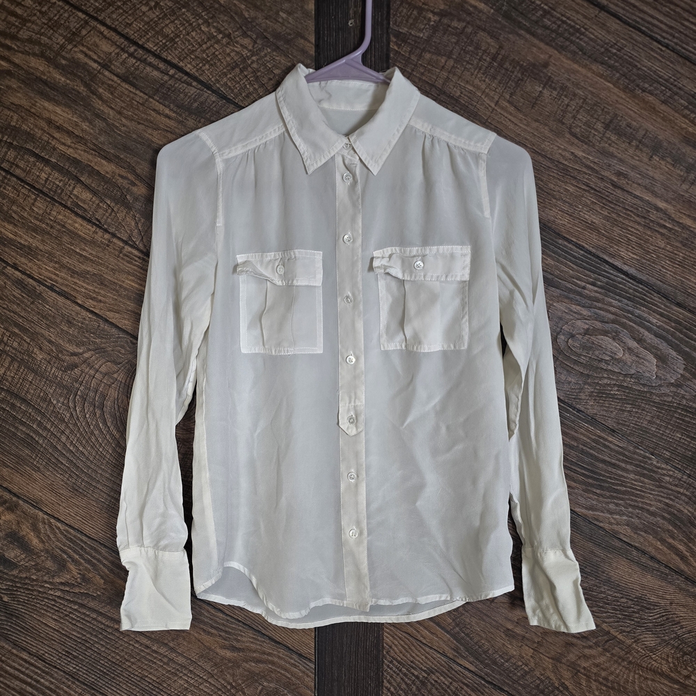 J. Crew Women's Cream Button-Down Blouse